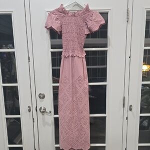 Elegant Pink Lace Maxi Dress